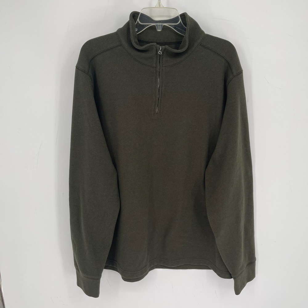 J.Crew Men's Green Quarter Zip Textured Knit Stretch Pullover Sweater Size XXL